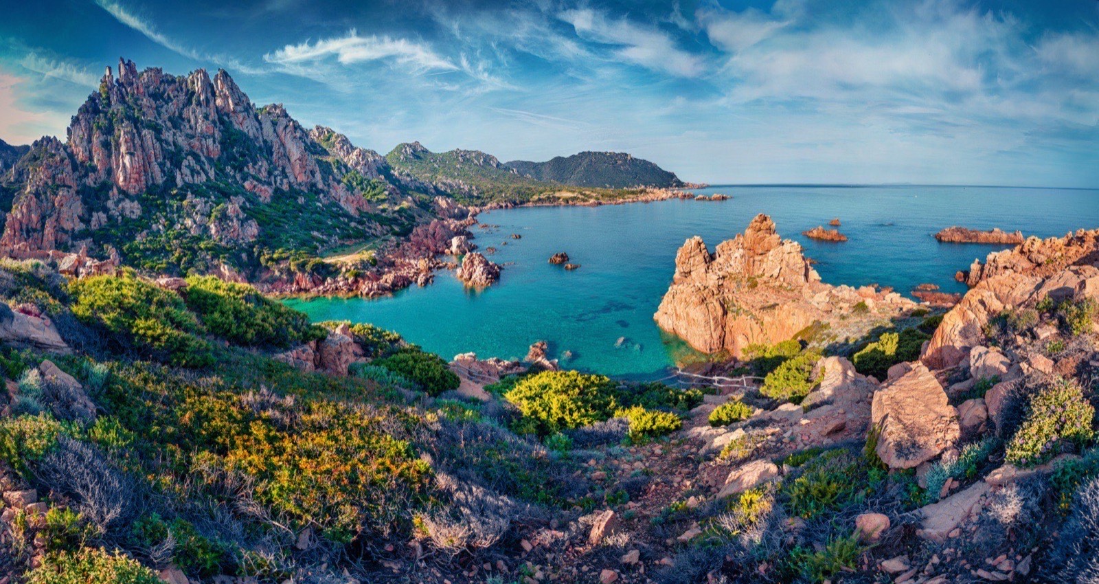 Dramatic morning light over Li Cossi beach, Costa Paradiso